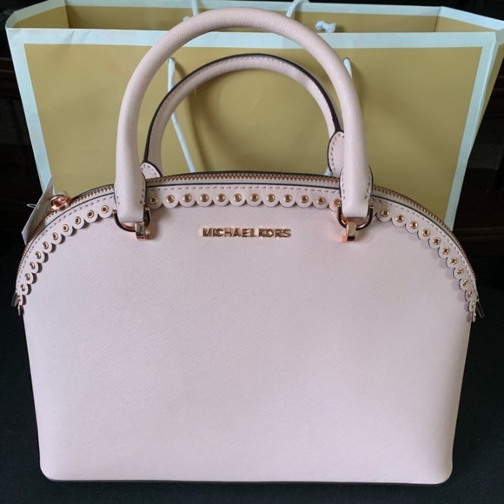 Michael Kors Women’s Rose Gold Pink Large Dome Satchel Brand New - Picture 1 of 16